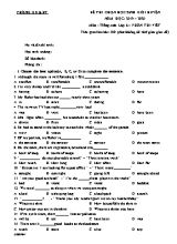 Đề thi chọn học sinh giỏi huyện môn Tiếng Anh Lớp 6 - Phần thi viết - Năm học 2019-2020